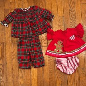 Holiday Bundle Amazon Essentials Red Plaid PJs and Gingerbread Dress Set